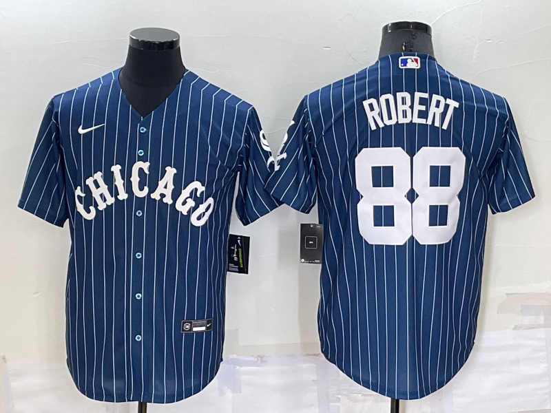 Men's Chicago White Sox #88 Luis Robert Navy Cool Base Stitched Jersey Men's Chicago White Sox #88 Luis Robert Navy Cool Base Stitched Jersey